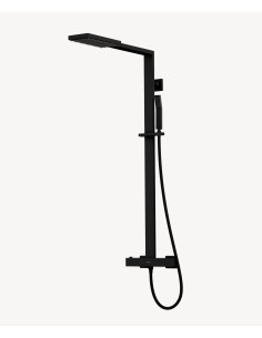 Colonne de douche thermostatique Noir design carré & pommeau pluie rectangulaire - Sirius