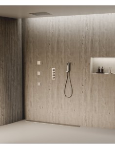 Ciel de douche thermostatique encastré au plafond 500 mm, 3 jets de corps Nickel brossé - Sirius