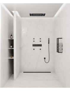 Composition de douche thermostatique multifonctions à LED Noir - 600x800 mm