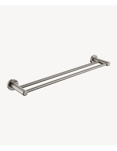 Porte serviettes mural double barre Nickel brossé - Corbeau