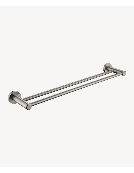 Porte serviettes mural double barre Nickel brossé - Corbeau