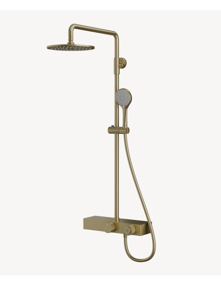 Colonne de douche avec tablette doré brossé, style moderne - Tabarca