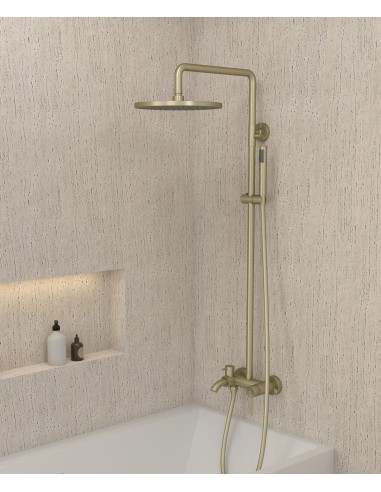 Colonne de douche pour baignoire avec inverseur Doré brossé - Corbeau