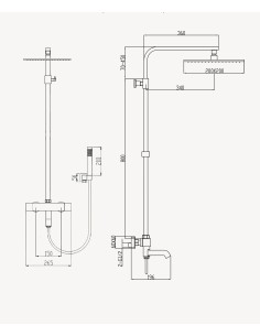 Colonne bain douche thermostatique Dorée - Sirius 2