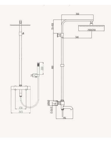Colonne bain douche thermostatique Dorée - Sirius