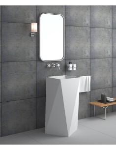 Lavabo totem carré à poser en résine minérale Blanc mat - Zanaga