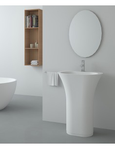 Lavabo totem ovale à poser en résine minérale Blanc Mat - Madingo