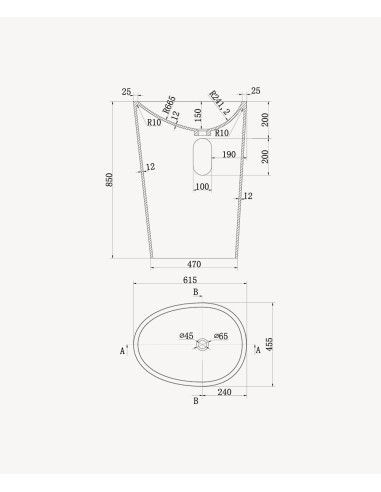 Lavabo totem ovale à poser en résine minérale Blanc mat - Soukané
