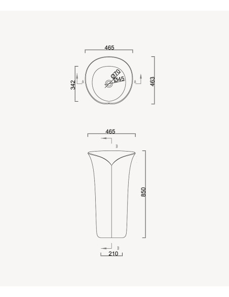 Lavabo totem rond à poser en résine minérale Blanc mat - Pointe-Noire