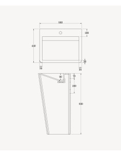 Lavabo totem rectangle à poser en résine minérale Blanc mat - Linzolo 2