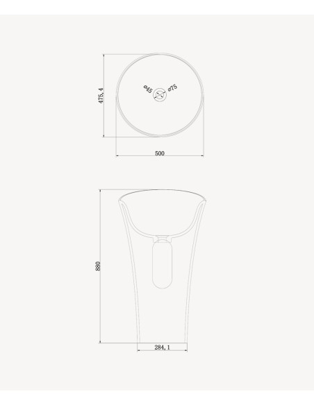 Lavabo totem rond à poser en résine minérale Blanc mat - Oyo