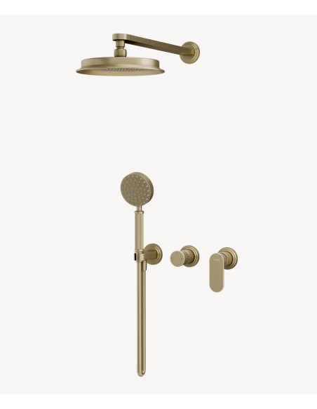 Colonne de douche mitigeur encastrable Doré Brossé - Hera