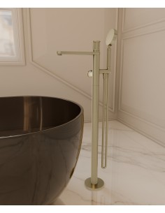 Mitigeur thermostatique de baignoire sur pied Doré Brossé - Hera