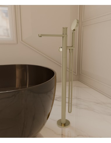 Mitigeur thermostatique de baignoire sur pied Doré Brossé - Hera