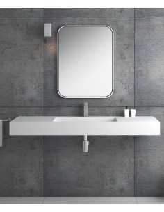 Lavabo rectangulaire suspendu en résine minérale Blanc mat - Kamoto