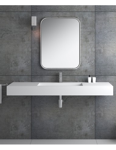 Lavabo rectangulaire suspendu en résine minérale Blanc mat - Kamoto