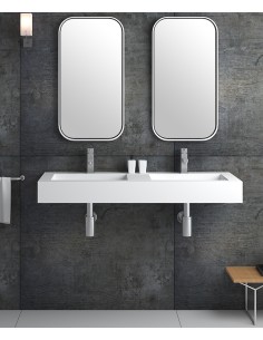 Lavabo rectangulaire suspendu en résine minérale Blanc mat - Lodja