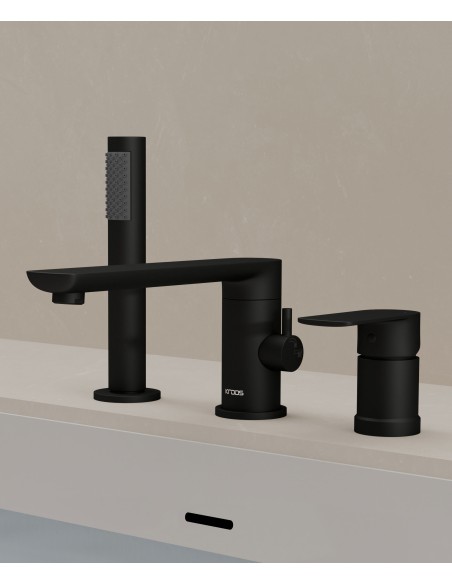 Robinet mitigeur bain-douche 3 trous sur plage Noir - Nunki