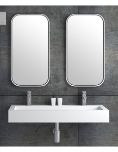 Lavabo rectangulaire suspendu en résine minérale Blanc mat - Buta