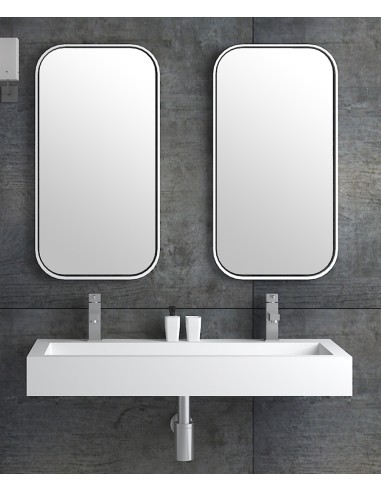 Lavabo rectangulaire suspendu en résine minérale Blanc mat - Buta
