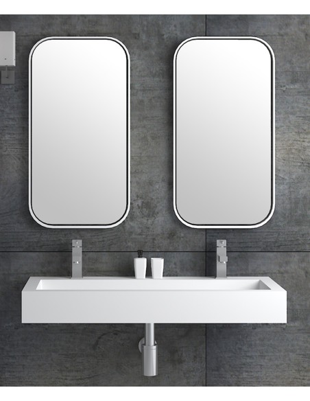 Lavabo rectangulaire suspendu en résine minérale Blanc mat - Buta