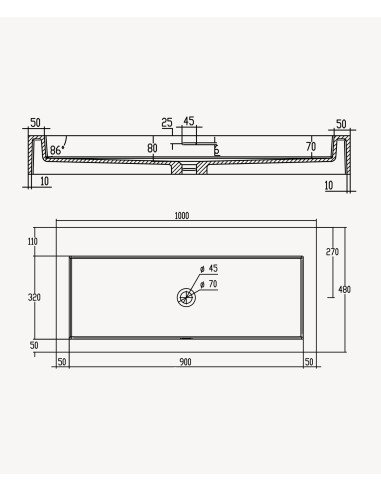 Lavabo rectangulaire suspendu en résine minérale Blanc mat - Buta