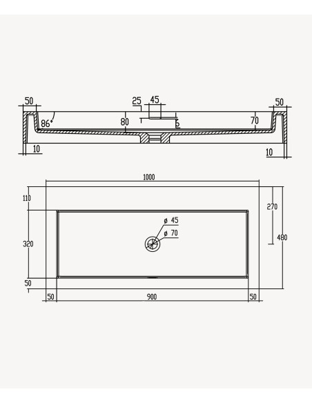 Lavabo rectangulaire suspendu en résine minérale Blanc mat - Buta
