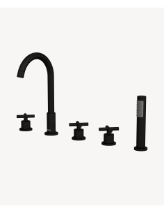 Robinet mélangeur bain-douche 5 trous sur plage Noir - Corbeau