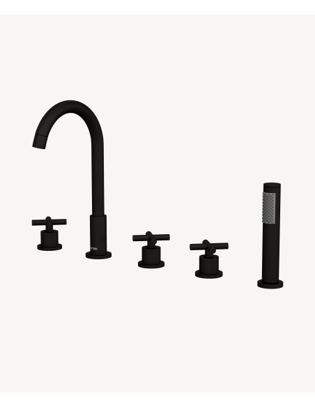 Robinet mélangeur bain-douche 5 trous sur plage Noir - Corbeau