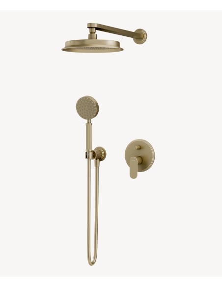 Colonne de douche encastrée mécanique Doré brossé - Hera