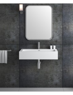 Lavabo rectangulaire suspendu en résine minérale Blanc mat - Zongo