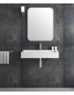 Lavabo rectangulaire suspendu en résine minérale Blanc mat - Beni