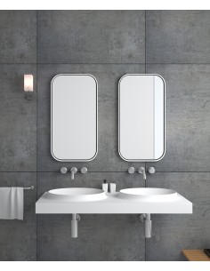 Lavabo rectangulaire suspendu en résine minérale Blanc mat - Mongala