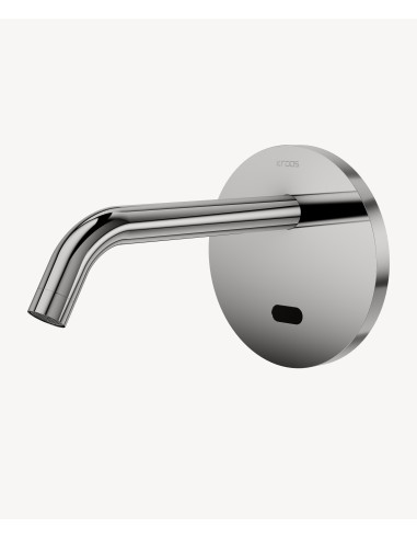Robinet lavabo automatique mural rond, eau froide Chromé - Corbeau