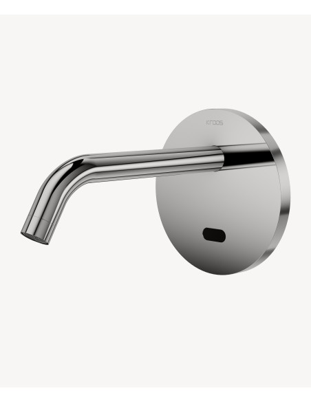 Robinet lavabo automatique mural rond, eau froide Chromé - Corbeau