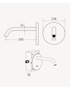 Robinet lavabo automatique mural rond, eau froide Chromé - Corbeau 2
