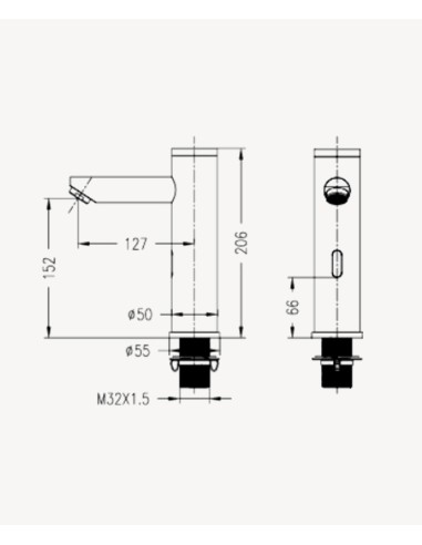 Robinet lavabo automatique moderne, eau froide Chromé - Corbeau