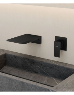 Mitigeur lavabo mural cascade Noir - Thilia