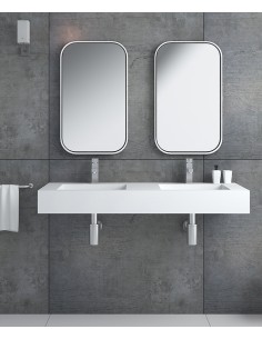 Lavabo rectangulaire suspendu en résine minérale Blanc mat - Maniema