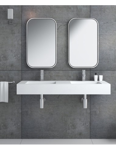 Lavabo rectangulaire suspendu en résine minérale Blanc mat - Maniema
