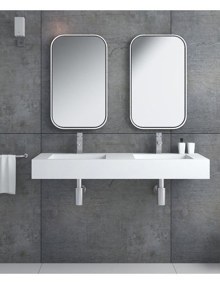 Lavabo rectangulaire suspendu en résine minérale Blanc mat - Maniema