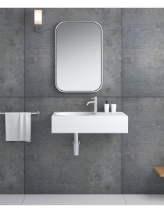 Lavabo rectangulaire suspendu en résine minérale  Blanc mat - Lomami
