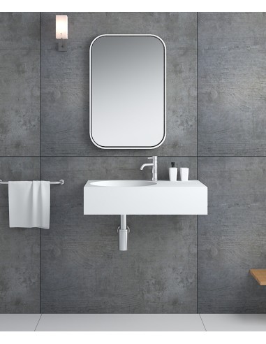 Lavabo rectangulaire suspendu en résine minérale  Blanc mat - Lomami