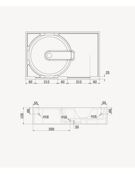 Lavabo rectangulaire suspendu en résine minérale  Blanc mat - Lomami