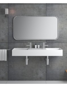 Lavabo rectangulaire suspendu en résine minérale  Blanc mat - Katango