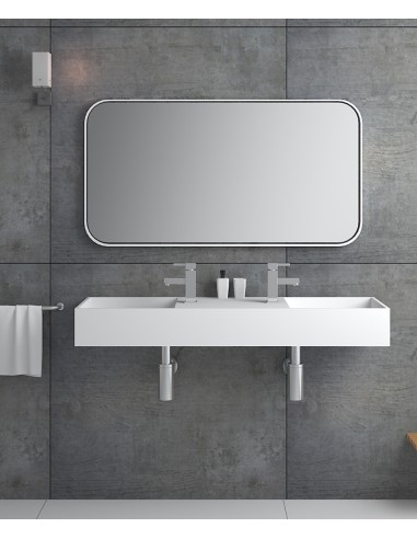 Lavabo rectangulaire suspendu en résine minérale  Blanc mat - Katango