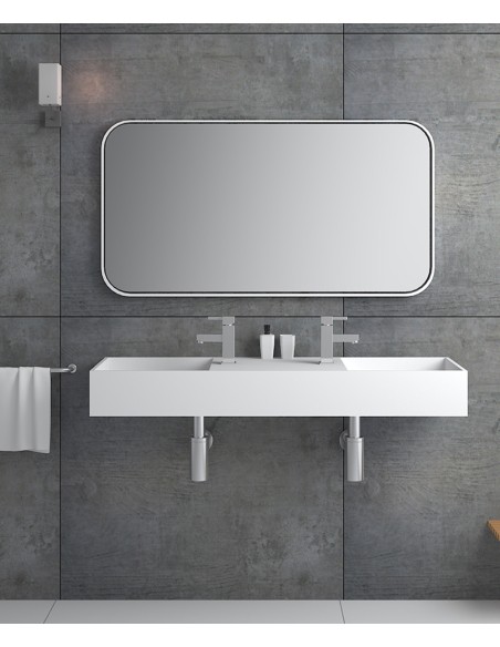 Lavabo rectangulaire suspendu en résine minérale  Blanc mat - Katango