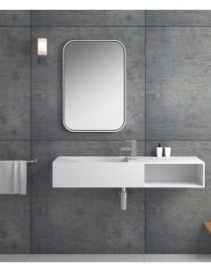Lavabo rectangulaire suspendu en résine minérale  Blanc mat - Lualaba