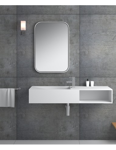 Lavabo rectangulaire suspendu en résine minérale  Blanc mat - Lualaba