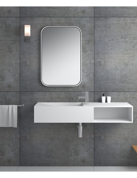 Lavabo rectangulaire suspendu en résine minérale  Blanc mat - Lualaba
